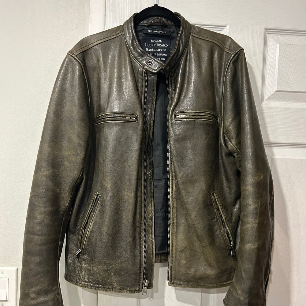 Lucky Brand The Bonneville Vintage Style Leather Jacket Size Men’s Medium